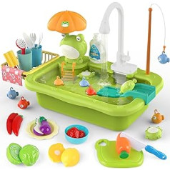 Dreamon Children's Sink Mud Kitchen Toy Gift Boy 3 4 5 6 Years Girl Boy Children's Sink Safe and Durable Electric Tap Sink Children with Water Function