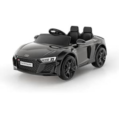 Smart BeBe bērnu elektriskā automašīna Audi R8 ar 12 V akumulatoru Bluetooth tālvadības pults LED gaismas MP3 atskaņotājs 3-6 gadi (melns)