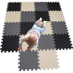 Mqiaoham Baby Floor Mat / bērnu rotaļu paklājiņš, puzles dizains, bez kaitīgām vielām Melns, bēšs, pelēks.