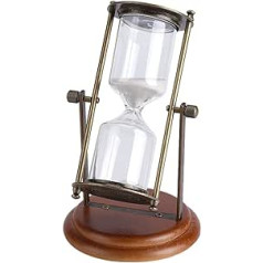 Raguso 15 Minutes Metal Rotating Sand Glass Timer Clock Retro Style Hourglass Table Ornament Home Office Decor Gift for Birthday and Festival Like Valentine's Day Wedding Gifts Glass and Metal