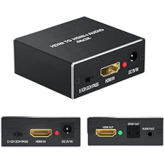 HDMI Audio Extractor 4K x 2K, HDMI to HDMI and Optical Toslink SPDIF Adapter with 3.5 mm RCA (L/R) Stereo, Analogue Outputs, Video Audio Splitter Converter for Blu-ray DVD Xbox HDTV PS4 PS5