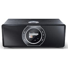 Sharp DR-I470 stereo interneta radio/DAB, DAB+ digitālais radio, WiFi straumēšana, Bluetooth, DLNA, FM radio, modinātāja/miega un atlikšanas funkcija, 30 vati, koka izskats, melns