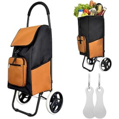 Allyson Shopping Trolley - Ergonomic, Foldable Shopping Trolley with 45L Waterproof Bag, Silent Wheels & 2 Shopping Trolley Releasers - Ideal for Seniors, Camping, Travel & Everyday Use (Orange)