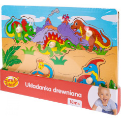 Wooden dinosaur puzzle with handles