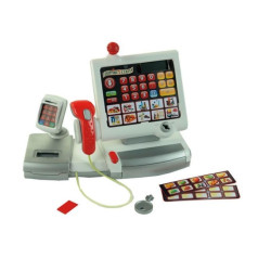 Shop cash register with scanner