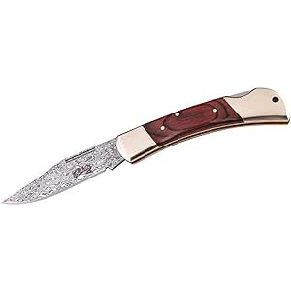 Herbertz Damask Pocket Knife, 73 Layers, VG10 Core Layer, Back Lock, Nickel Silver Jaws, Pakka Wood Handles, Sharp Folding Knife & Outdoor Knife for Camping, Hiking or Hunting