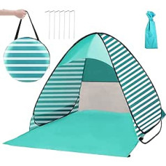 Novelfun UPF 50+ Beach Tent Portable Lightweight Sun Protection for 2-3 Person UV Protection for Family Garden Camping with Carry Bag and Stakes (Green)