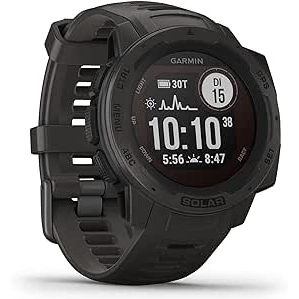 Garmin Instinct Saules ūdensnecaurlaidīgs GPS viedpulkstenis ar saules uzlādes funkciju līdz 54 dienām akumulatora darbības laikam, plaukstas locītavas ātruma mērīšana un viedtālruņa paziņojumi (atjaunots)