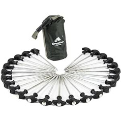 CampFeuer - T-Pegs, Heringe, Erdnägel für Campingzelt, Bivvy, Anglerzelt und Pavillon, Auswahl in Menge und Länge (25 Stück à 20 cm)