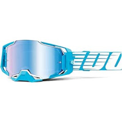 1 00% Armega Motocross and Mountain Bike Goggles with Ultra HD Lens and Nose Guard (Oversized Sky - Mirror Blue Lenses) Cycling Coloured Size