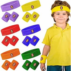 6 Sets Children's Sweatbands Wristbands Set 6 Pairs 6 Colours Athletic Wristbands Sweatbands for Sports Party Favors