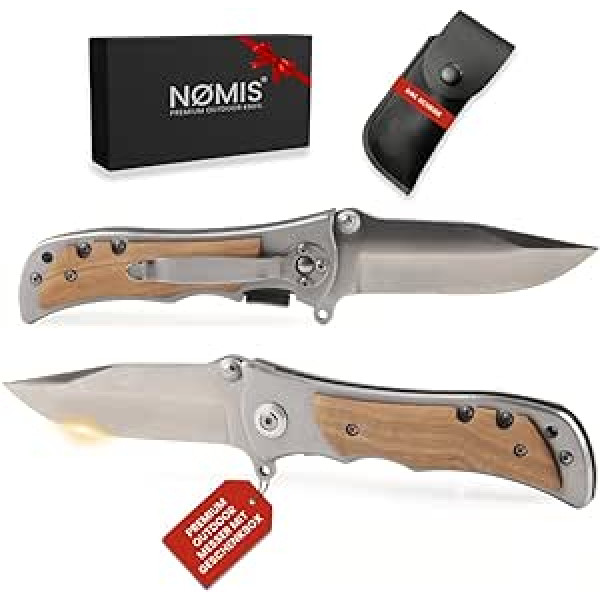 NØMIS Folding Knife Outdoor Knife Survival Pocket Knife Folding Knife with Knife Sheath Stainless Steel Hunting Knife Fishing Knife Carving Knife Bushcraft Knife