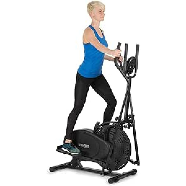 Capital Sports Orbifit Cross Trainer Cross Stepper ar regulējamu augstumu stūri, tērauda rāmja elipsveida trenažieris, gaisa pretestība, mīksti rokturi, neslīdoši pedāļi, maks. 100 kg, Klavieres Melnas