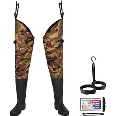 Fishing Waders for Men Women with Boots Waterproof Lightweight 2 Layer PVC/Nylon Boots Boots Waders for Fishing Hunting, Camouflage, Hip waders