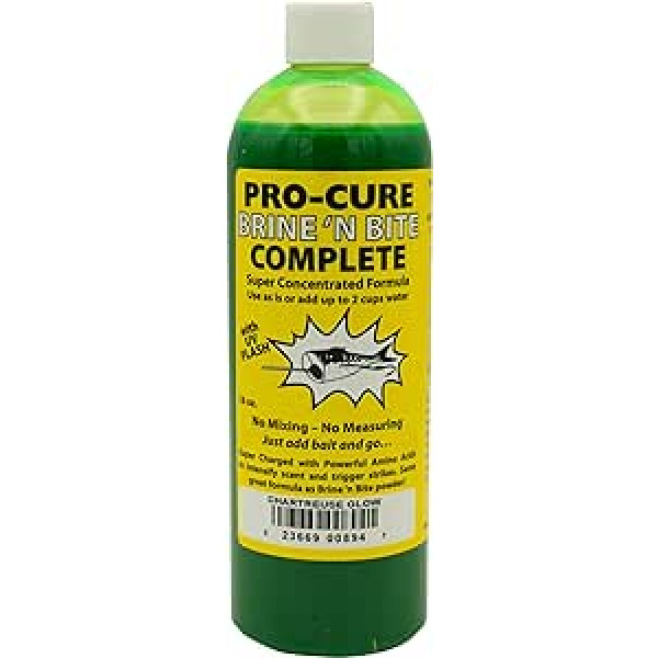 PRO Cure Brine N Bite Fishing Atractant Complete Liquid Bottle, 16 unces