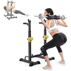 BGSFF Squat rack statīvs ar pievilkšanas stieni, pietupienu statīvs ar dip stieni, regulējams pietupiens, stieņa statnis, pietupienu bagāžnieks daudzfunkcionāls, dip statīvs, spēka treniņu aprīkojums.