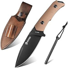 NedFoss WILD-BOAR Survival Knife, 10 cm Hunting Knife Fixed Blade with Fire Steel, Legal Portable Bushcraft Knife with Holster, Full Tang Outdoor Knife, Ride Knife for Camping, Fishing