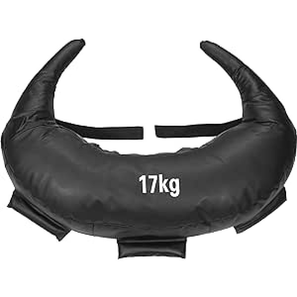 GORILLA SPORTS® bulgāru soma - 5 kg, 8 kg, 12 kg, 17 kg un 22,5 kg, 5 cilpas, izgatavota no mākslīgās ādas, melna - smilšu maiss, bulgāru soma, barošanas soma, smilšu maiss, spēka treniņš, fitness