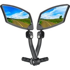 BriskMore stieņa gala velosipēda spogulis Augstas izšķirtspējas izliekts, skrāpējumiem izturīgs stikla lēca E-velosipēda spogulis Drošs atpakaļskata spogulis