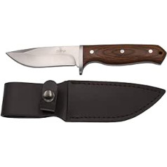 THIRD 16367PW Hunting Knife with 10.6 cm Satin 440 Blade and Pakkawood Handle with Leather Pouch