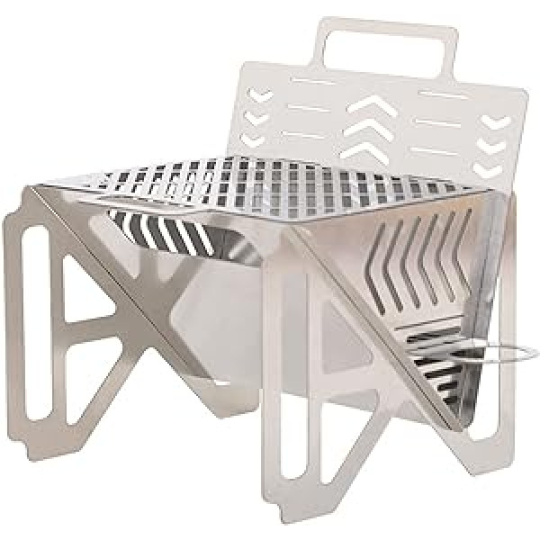 Klappbarer Lagerfeuergrill, Edelstahl Camping BBQ Grill, Glatter Outdoor Grubengrill, Tragbarer Feuerstelle Holzofen, Mehrzweck Outdoor Camp Ofen Für Rucksackreisen, Partys, Picknicks, Parks