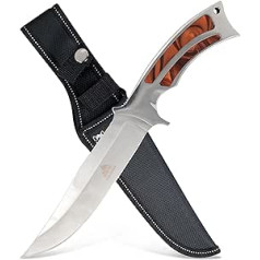 by GER-SABER Hunting Knife Fixed Drop Point Blade Including Belt Holster 29 cm One-Handed Knife - Outdoor Knife for Any Adventure, Survival Bowie Knife for Camping, Hunting, Hiking and More (A11)