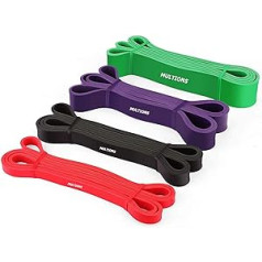 MULTIONS Resistance Bands - 4 Pack Latex Bands for Crossfit, Stretching, Powerlifting, Gym, Men and Women Workout Bands