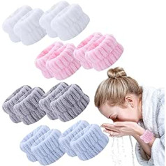 PALUDO 8 Pairs Wrist Spa Wash Band Microfibre Wrist Bracelets for Washing Face Absorbent Wristbands Wrist Sweatband for Women Girls Prevent Liquid Your Arms from Spilling