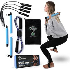 F&R Wellbeing Pilates Bar Kit - Pilates Bar with Resistance Bands - Compact Pilates Bar with 3 Sections - Unisex Exercise Bar - Body Sculpting Workout Bar for Yoga, Stretching, Twisting