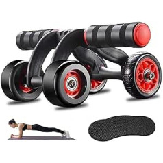 AB Roller Automatic Rebound ABS Trainer 4 Räder Hochleistungsabdominalrad mit knienden Matte Nicht-Schlupf-Kern-Kern-Training AB Roller Rad Frauen AB Roller Wheel