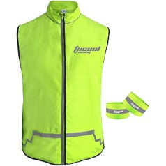 Tucoolracing atstarojošā veste ar atstarojošām lentēm, atstarojošs līdzsvara velosipēds vīriešiem un sievietēm, nakts, skriešana, riteņbraukšana, pastaiga, motocikls, skriešana (zaļa, XL)