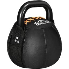 HOMCOM Kettlebell 12kg Kettlebell su plienine rankena, skirta treniruotėms su svoriais, jėgos treniruotėms, sunkiosios atletikos pratimams, ištvermei, pagrindinei treniruotei, grindims pritaikytas dirbtinės odos paltas, juodas