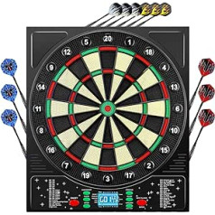 Mejasg Electronic Dartboard with German Voice and LCD Screen, Electronic Dartboard with 12 Arrows, 34 Games & 355 Variations, Innovative Dart Machine Electronic Dartboard for 1-8 Players