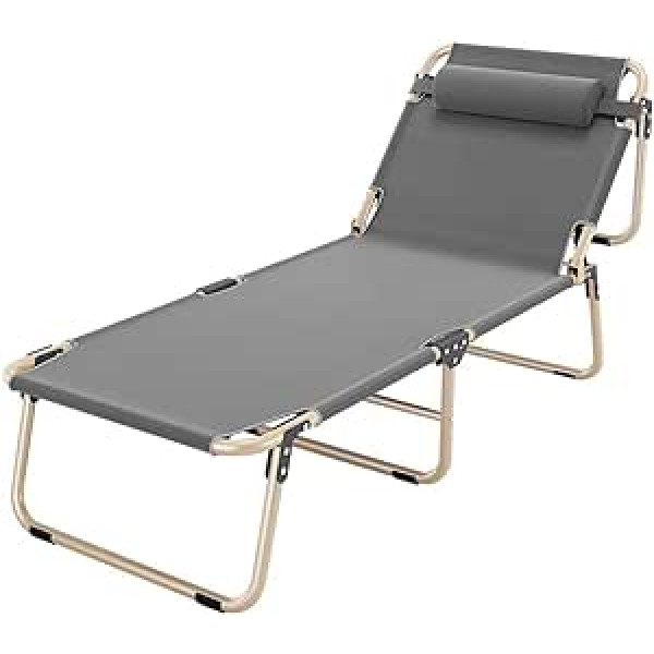 Adjustable Folding Bed Lounger Beach Bed Cot Extra Wide Sturdy Folding Camping Office