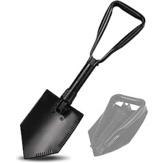 REDCAMP Military Camping Shovel Carbon Steel Tri-Fold Handle Shovel with Cover