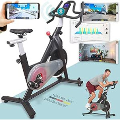 maxVitalis Exercise Bike with Magnetic Resistance, Ergometer Indoor Bike, Home Trainer Fitness Bike Home with 10 kg Flywheel, Belt Drive, Bluetooth and Pulse Sensors for Home Training