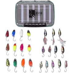 Zite Fishing Large Trout Spoon Assortment - 24 Top Catchy UL Trout Blinkers and Practical Bait Box Set