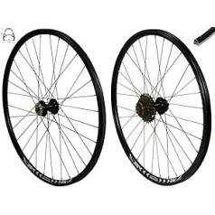 Redondo 26 collu riteņu komplekts VR HR V-Rim QR melns disks + 7 ātrumu Shimano vainags