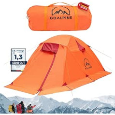 GOALPINE® Expedition I īpaši viegla telts 1-2 personām, ūdensnecaurlaidīga un vēja necaurlaidīga, mazs iepakojuma izmērs pārgājieniem vai festivāliem āra kempingā 4 sezonas