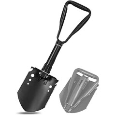 REDCAMP Military Folding Shovel Camping Shovel Manganese Steel Entry Tool with Cover Black