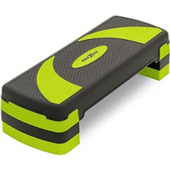 MAXXIVA Stepper Aerobic Fitness Stepping Board Green Black 80 x 30,5 cm Augstums Regulējams 10-15-20 cm Mājas Trenažieris Fitnesa Treniņa treniņš