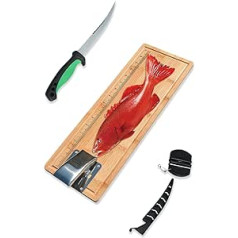 Fish Cleaning Chopping Board - Fish Cleaning Kit, Fishing Measuring Board, Fish Fillet Boards with Clamp and Knife Set, Handles for Easy Filleting