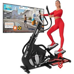 Miweba Sports MC700 Cross Trainer Stepper Streaming App - 30 kg Spararata masa - Līdz 150 kg - Ergometrs mājām - Elektriskais velotrenažieris - Elipsveida trenažieris - Sirds ritma monitors