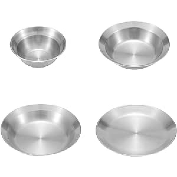 Leadthin 4 Pcs/Set Dinner Plates - Rust Outdoor Camping Stainless Steel Plate Bowl Useful