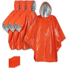 YDYJKI Emergency Rain Poncho with Mylar Blanket Insert - Emergency Blankets Keep You Dry and Warm for Men and Women, Use for Camping, Hiking, Survival Gear, Emergency Kit, Orange