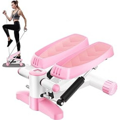 Mytrix Pink Steper Exercise Stepper, pārnēsājams mini Stepper ar pretestības joslām, LCD displejs (330 LB) kalorijām, aerobikas fitnesa stepēšanas mašīna treniņiem mājās birojā