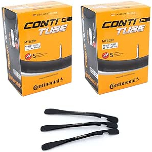 Komplektā 2 Continental velosipēda iekšējās caurules MTB platums 28 29+ collas 65/70-622 SV 42 mm Ietver 3 MSZweirad riepu sviras