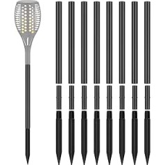 24 Pieces Path Light Replacement Stakes and Extension Tube for Solar Light, 8 Plastic Ground Stakes with 8 Extension Poles and 8 Connectors for Garden Lights, Outdoor Flashlight Lights (12.5 inch)