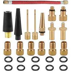 Velosipēda vārstu adapteru komplekts, 26 DV SV AV Premium Brass Velosipēdu vārsts ar konusa adapteriem Franču angļu vārsts kompresoram Velosipēda sūknis Gaisa sūknis Kompresors Bumbu sūknis Basketbols Futbols