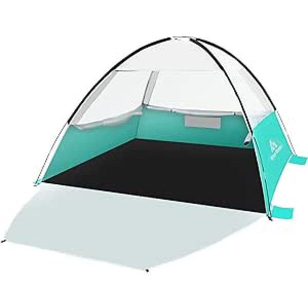 Brace Master Beach Shelter, Portable Beach Tent for 4/6 People, Sun Protection Tent with 3 Ventilated Windows, UV Protection for Beach, Family Picnic, Fishing